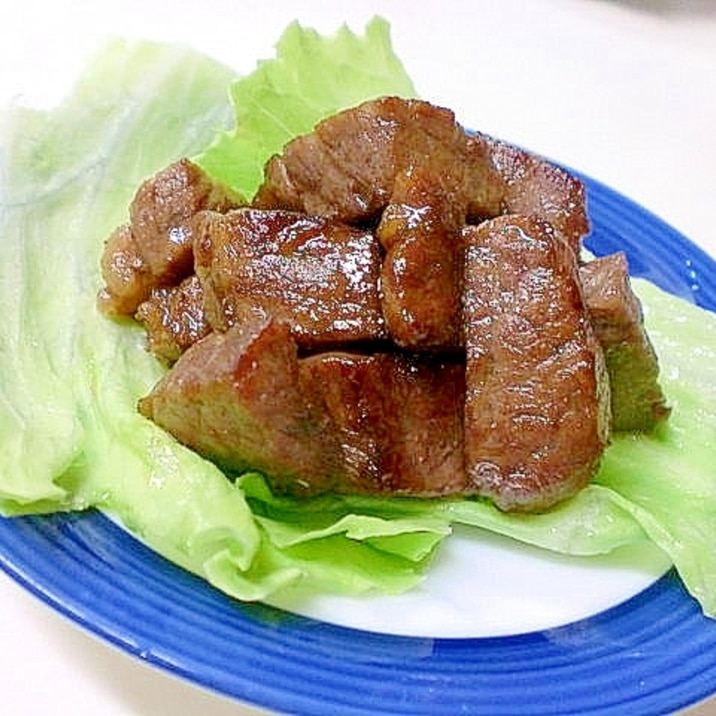 自家製タレで焼く 牛肉のさいころステーキ レシピ 作り方 By Suzhoutomo 楽天レシピ